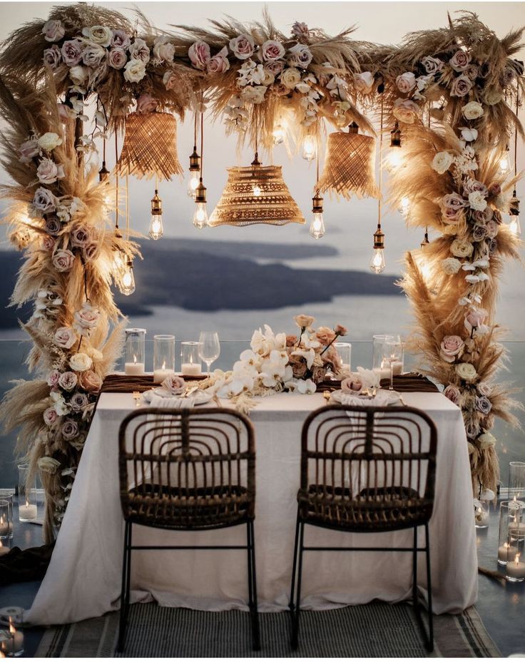 trang trí tiệc cưới ngoài trời Bohemian Chic